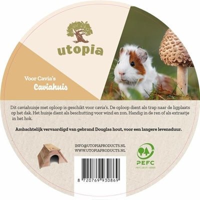 Utopia caviahuis met schuin dak gebrand Douglas hout - Best4pets.nl