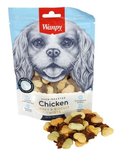 Wanpy Oven - Roasted Chicken Jerky / Biscuit Twists 100 GR - Best4pets.nl