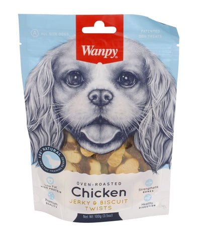 Wanpy Oven - Roasted Chicken Jerky / Biscuit Twists 100 GR - Best4pets.nl