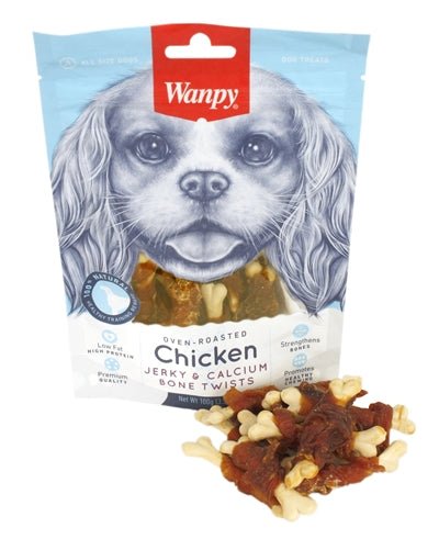 Wanpy Oven - Roasted Chicken Jerky / Calcium Bone Twists 100 GR - Best4pets.nl