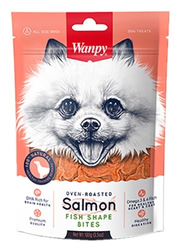 Wanpy Oven - Roasted Salmon Fish Shape Bites 100 GR - Best4pets.nl