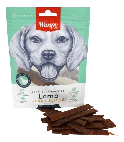 Wanpy Soft Oven - Roasted Lamb Jerky Slices 100 GR - Best4pets.nl