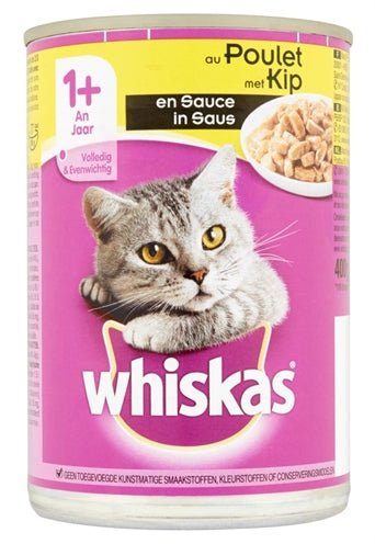 Whiskas Blik Adult Brokjes In Saus Kip 400 GR (12 stuks) - Best4pets.nl