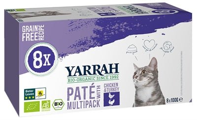 Yarrah Cat Alu Pate Multipack Chicken / Turkey 8X100 GR - Best4pets.nl