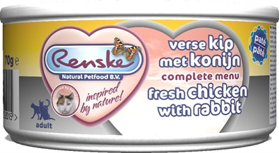 Renske Vers Vlees Maaltijd Kat Verse Kip Met Konijn Paté 70 GR (24 stuks) Default Title