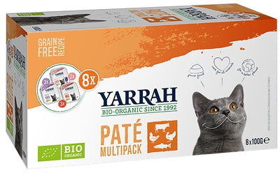 Yarrah Organic Kat Multipack Pate Zalm / Kalkoen / Rund 8X100 GR Default Title