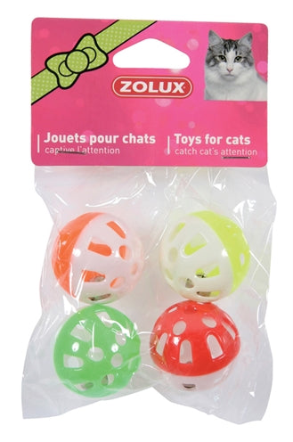 Zolux Kattenspeelgoed Bal Met Bel Assorti 3 CM 4 ST (383758)