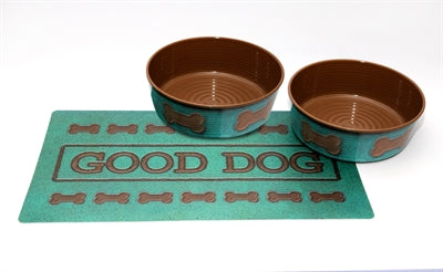 Tarhong Good Dog Set 2 Voerbakken Print Turquoise / Placemat 18 CM 1890 ML / 49X29 CM Default Title