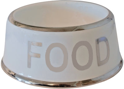 Merkloos Voerbak Hond Food Wit/Zilver 18 CM Default Title